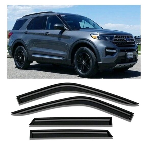 Durable Window Rain Guards for Ford Explorer 2020-2024 Adhesive Visors Dark Tint - Picture 1 of 7